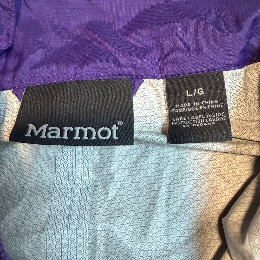 Marmot Womens Rain Jacket Large L Purple Two Tone Waterproof Hooded Coat Shell - Picture 4 of 8